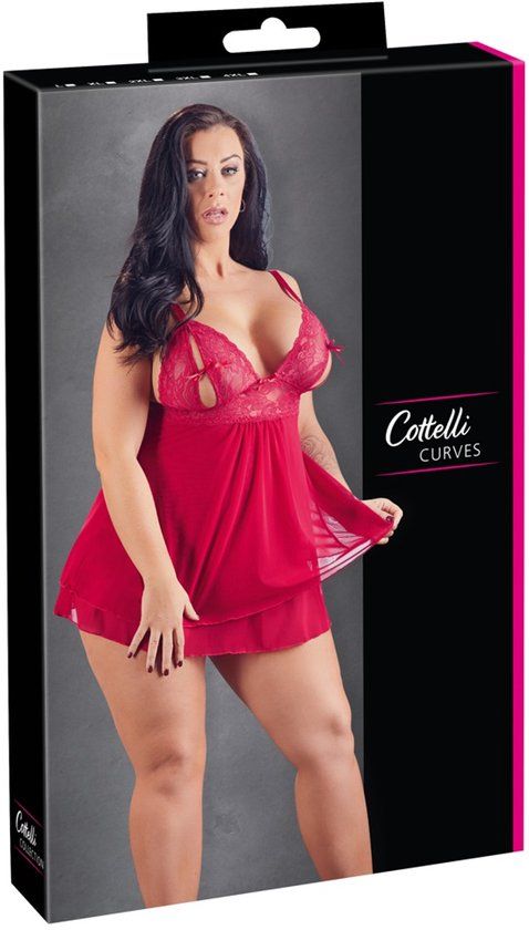 Cottelli Collection Babydoll met halfopen cups, rood, XL