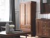 Armoire KIRA 2 portes 2 tiroirs bois foncé