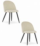 LEOBERT Set van 2 Stoelen BELLO - Beige Velvet, Zwarte Metalen Poten