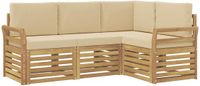 vidaXL - Extérieur - canapé - set - 4 - pce - Blanc - et - Beige - Polyester