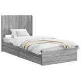 vidaXL Bedframe met opbergruimte en hoofdbord Grijs Sonoma