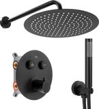 REA Lungo Douche de pluie encastrée noir 36,5cm