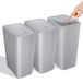 Set de 3 poubelles pour la salle de bain avec couvercle - 10 litres, gris