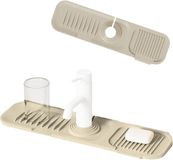 Merkloos Kraanmat Gootsteen - Spatbescherming Keuken - Aanrecht Droog Houden - Snel Water Afvoerend - 37 x 10 cm - Beige