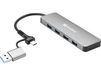 Sandberg USB-C/A to 4xUSB 3.0 Hub USB 3.2 Gen 1 (3.1 Gen 1) Type-A + Type-C 5000 Mbit/s Aluminium