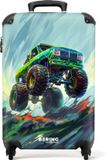 NoBoringSuitcases.com Kinderkoffer - Groene monstertruck