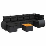 vidaXL 8-delige Loungeset met kussens, polyrattan, zwart