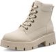 Tamaris - Dames - Enkellaarsjes - Beige - Textiel/Synthetisch - Ritssluiting/Veters - 5-7 cm hakhoogte