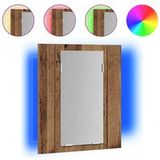 Armoire de salle de bain à miroir LED vieux bois 40x12x45 cm