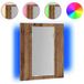 Armoire de salle de bain à miroir LED vieux bois 40x12x45 cm