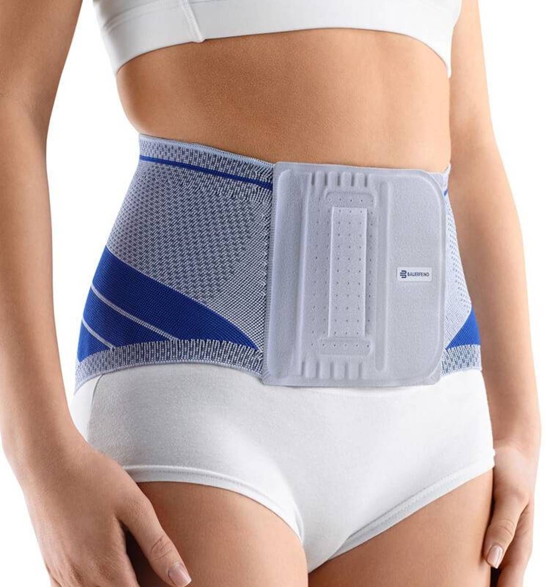 Bauerfeind LumboTrain Rugbandage - Wit Blauw Grijs Titaan