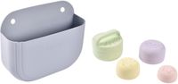 Béaba Badspeeltjes Set - 4 Stuks + Opbergmand - Silicone - Vanaf 1 jaar - Grijs/Groen/Geel/Paars