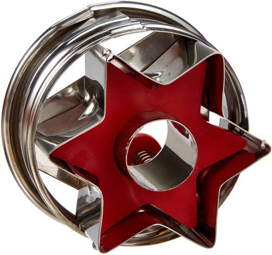 Städter 966322 Koekjesvorm met uitwerper buitenster, roestvrij staal, zilver/rood, 4,8 x 4,8 x 4,8 cm