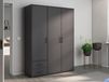 VOLTARI Armoire 3 portes 2 tiroirs gris métallique
