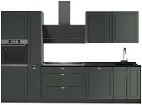 Vicco Complete keukeneenheid Fame-Line, Groen-Goud Landhuis/Antraciet, 310 cm, WB Antraciet