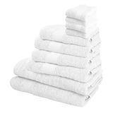 Set van 10 badhanddoeken: 4 handdoeken 30 x 50; 4 washandjes 50 x 90; 2 badhanddoeken 70 x 140 cm 450 g/m2, 100% katoen, wit