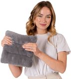 Chillaxy - Warmtekussen - Zacht grijs - Pluche - Lijnzaad - 25x25x25 cm