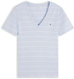 Tommy Hilfiger Dames T-shirt Katoen Korte Mouw XL Blauw/Ecru