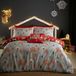 TRANKIELO® - Maison en pain d'épices de Noël housse de couette - 200x200 cm - Réversible - 2x taies d'oreiller - Linge de lit festif