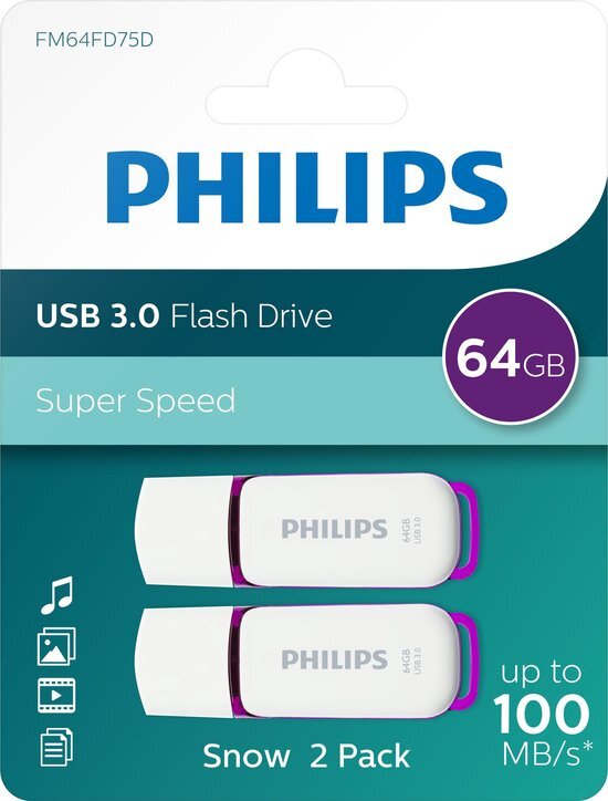 Philips FM64FD75D - USB 3.0 64GB - Snow Edition Magic Purple - 2 stuks