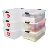 TB-30 Iris Ohyama TB-30 Opbergdozen met deksel en kliksluiting, plastic, transparant, 30L, 6 stuks