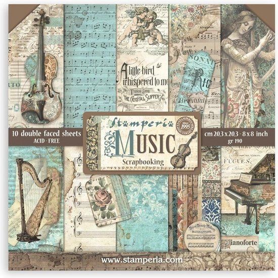 Stamperia Music 8x8 Inch Paper Pack (SBBS118)