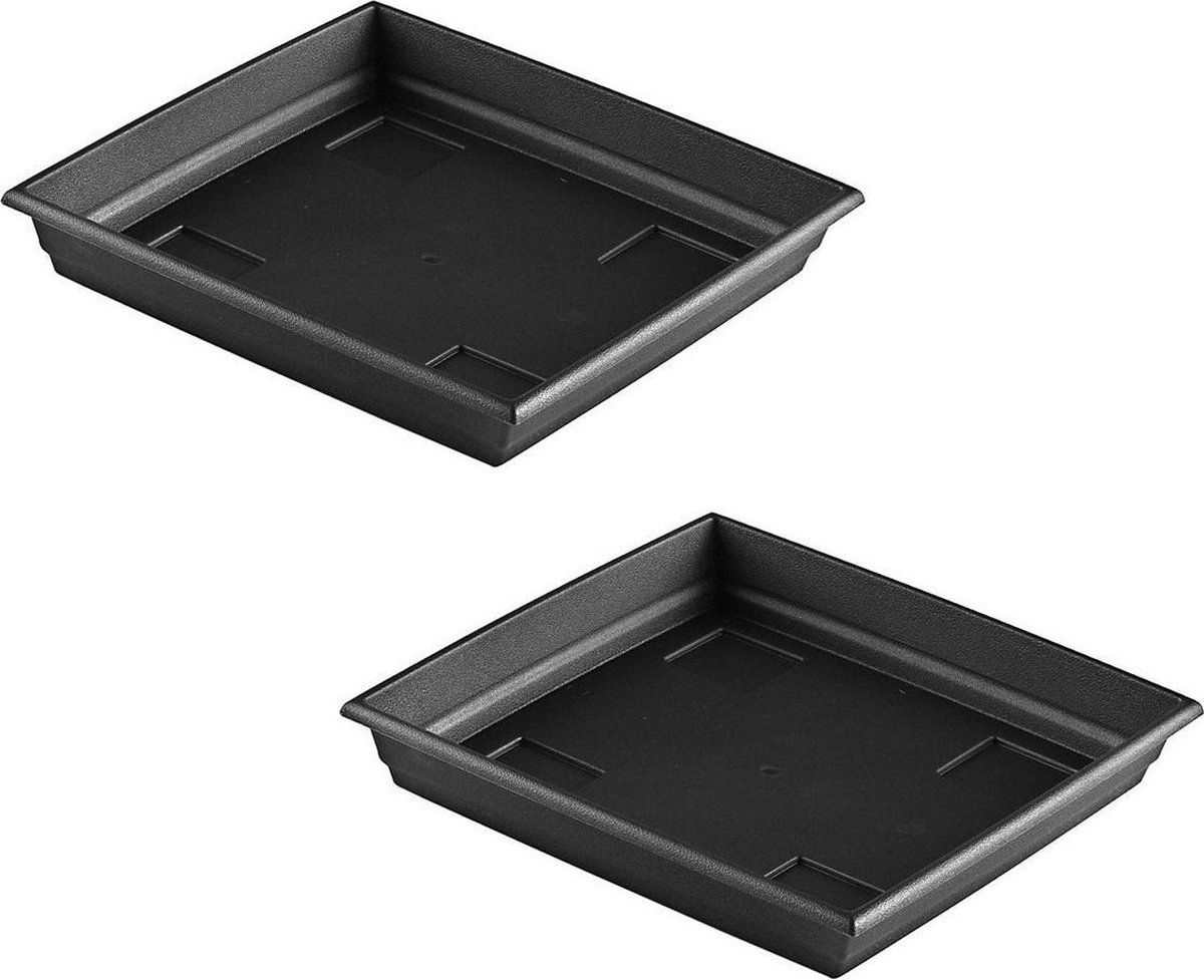 Hega hogar Set van 2x bloempot/plantenpot antraciet grijs Ø 35 cm. - Kunststof
