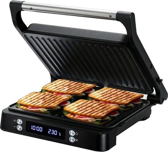 Merkloos Sandwich maker XL - Voor 4 sandwiches - Timer functie - Temperatuurregeling - Olvy