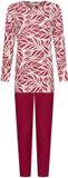 Pastunette Rosewood Comfort Pyjama Vrouwen Lange Mouw Gebloemd Rood/Ecru 100% Bio-Katoen Maat 54