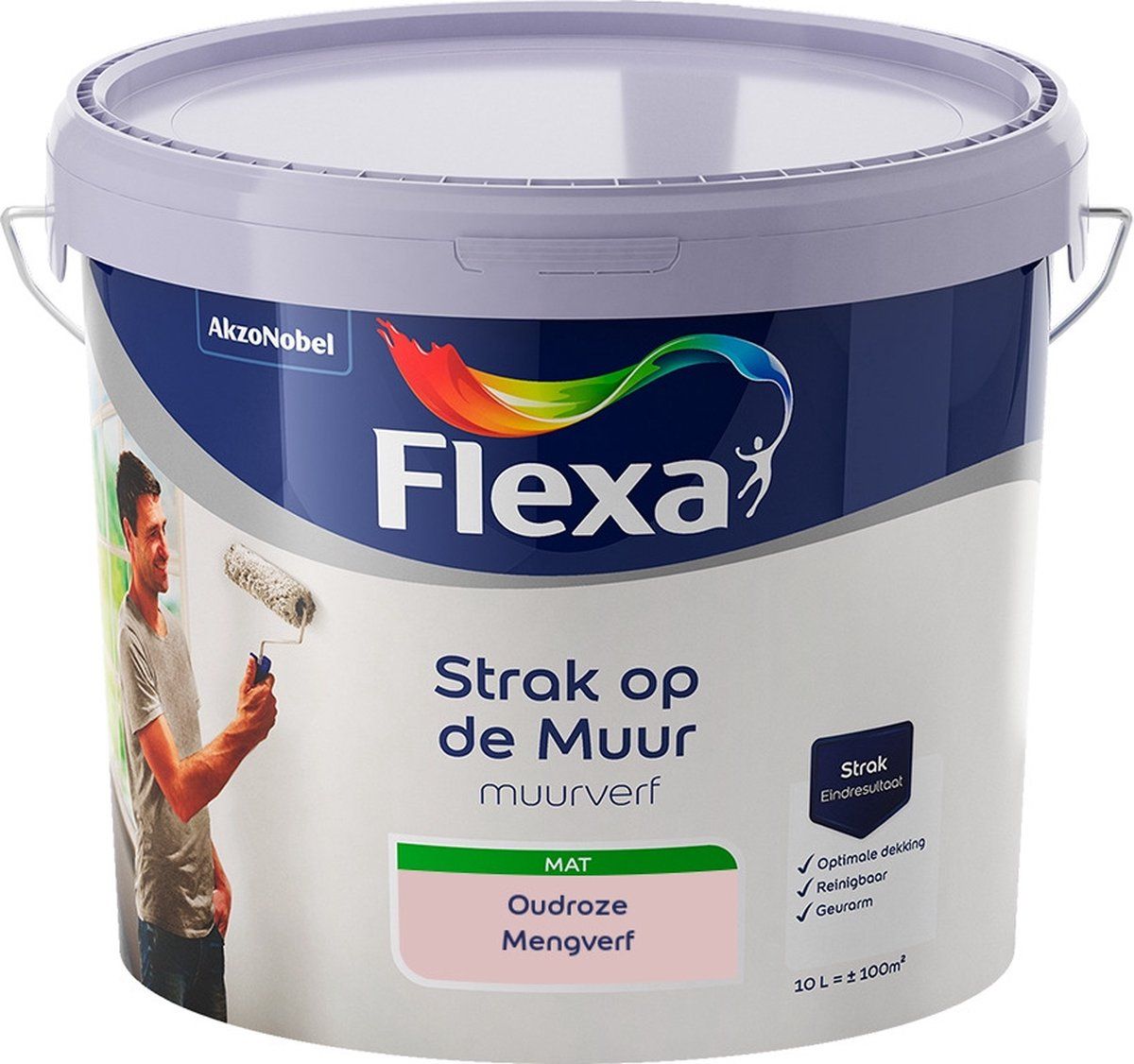 FLEXA Strak op de Muur Muurverf - Mat - Oudroze - 10 liter