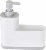 VIGAR Rengo Monobloc gootsteenorganizer met zeepdispenser, Sponshouder, Spoelorganizer, Dispenser, Multifunctioneel voor Aanrecht, Gootsteen Organizer, Afdruiprek, Zeepbakje, Wit