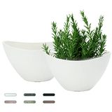 LaDoVita Plantenpotten met drainagegaten, set van 2 plantenbakken van 30 cm voor kamerplanten, plastic bloempotten, moderne decoratieve plantenbak voor tuin buiten huis, mat wit