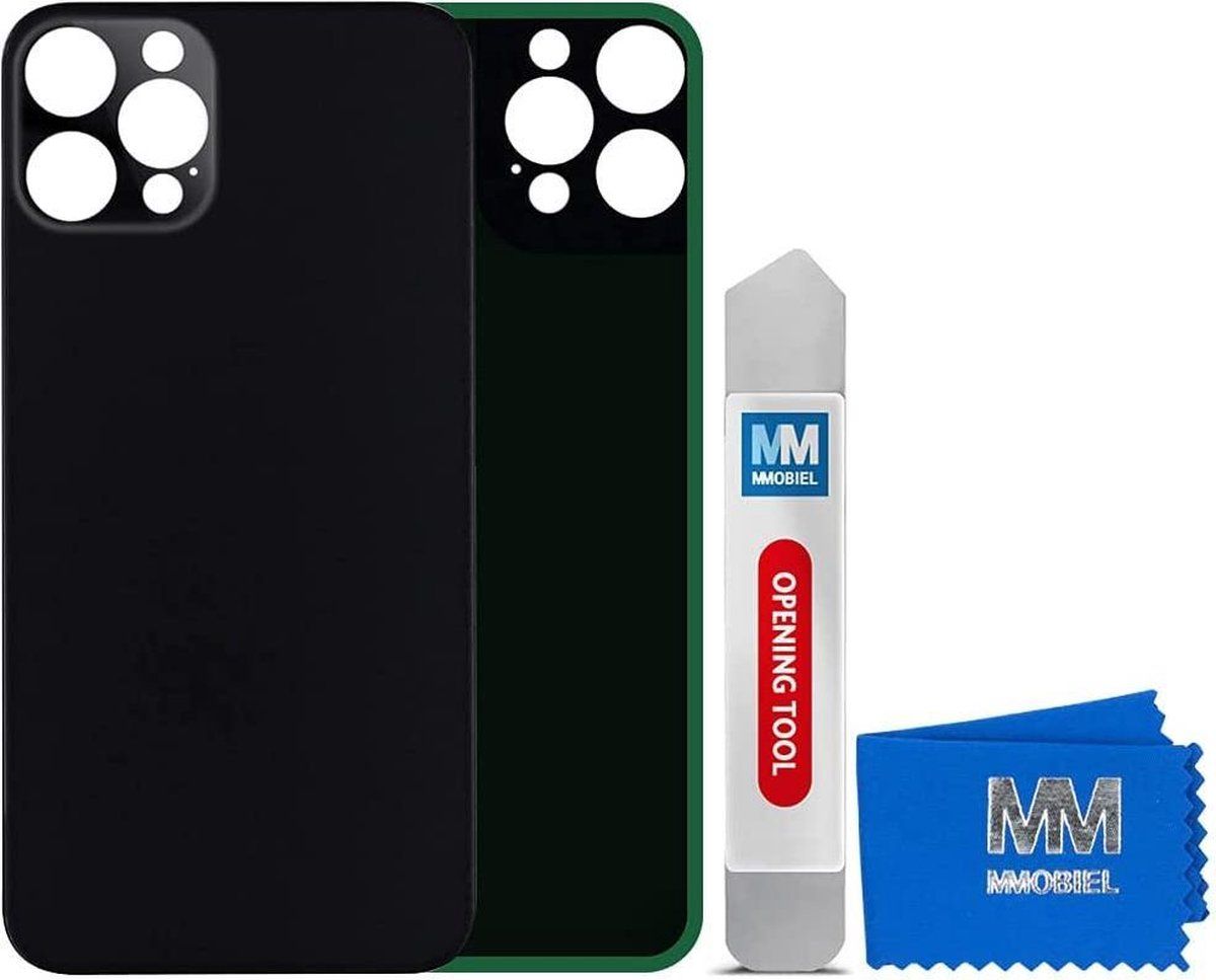 Mmobiel Back Cover incl. Tape Geschikt voor iPhone 12 Pro Max - 6.7 inch Zwart Incl. Opening Tool