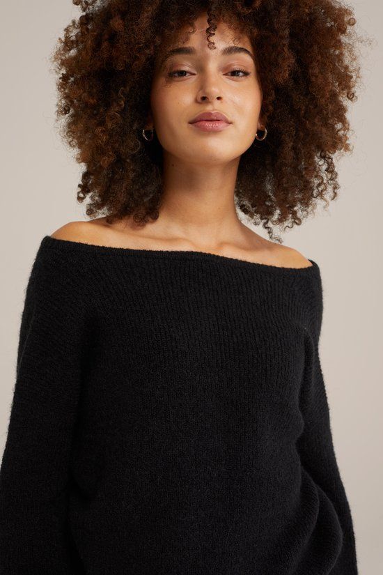 WE Fashion Dames gebreid vest van wolmix Zwart XL