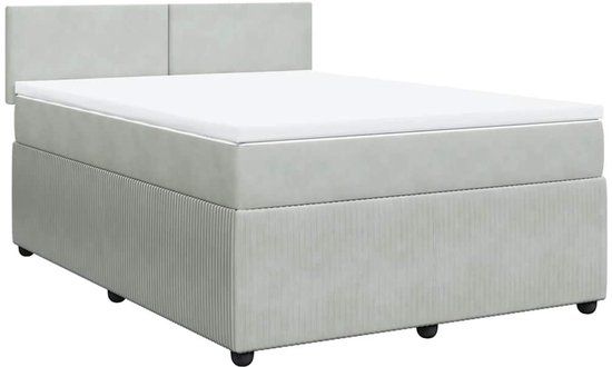 vidaXL Boxspring met matras fluweel lichtgrijs 140x190 cm