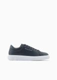 Armani Exchange Blauwe Leren Sportieve Sneakers Met Rubberen Zool En Veters