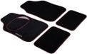 Dunlop Tapis de sol pour voiture - 4 Pièces - 2 Tapis de sol pour voiture 66 x 44 CM - 2 Tapis de voiture 28 x 42 CM - Repose-talon renforcé - Antidérapant - Noir/Rouge