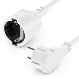 deleyCON 3,0m Stroomkabel Verlengkabel met Platte Stekker Geaard Stroom Kabel Verlenging 3680W voor Thuis Kantoor Multimedia Wit