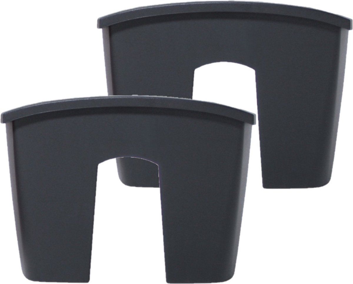 Prosperplast 2x stuks balkon railing opzet plantenbakken/bloembakken kunststof 39 x 28 x 20 cm antraciet grijs kleur voor buiten