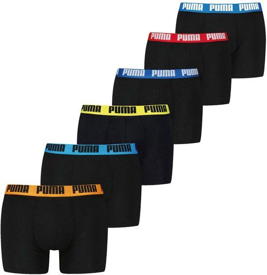 Puma Heren Boxershorts 6 Pack Zwart Maat S