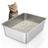 Merkloos Kattenbak Roestvrij Staal - Open - 45 x 35 x 15 cm