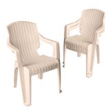 Garronda Set van 3 Stapelbare Beige Tuinstoelen GD-0254 | Rotanlook stoelen met armleuningen, duurzaam, UV- en weerbestendig voor balkon, terras, camping en horeca