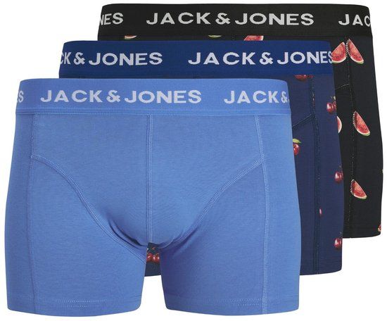 JACK&JONES JACTHOR FRUIT TRUNKS 3 PACK Heren Onderbroeken Zwart Katoen/Elastaan Maat XL