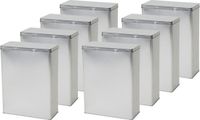 Merkloos Opbergblik - Zilver - Aluminium - Vierkant - Scharnierdeksel - 3.8 liter - 19x9x25 cm - 4 stuks