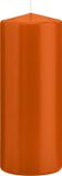 Trend Candles Cilinderkaars/stompkaars - oranje - 8 x 20 cm - 119 branduren