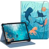 Fintie Hoesje voor iPad (A16) 11e generatie 11 inch (2025), iPad 10e generatie 10,9 inch (2022), beschermende standaard met meerdere kijkhoeken met potloodhouder en zak, blauw oceaan