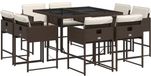 vidaXL Ensemble de jardin 9 pièces avec coussins poly rotin marron