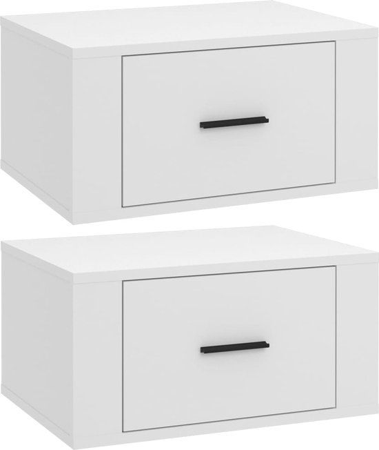 vidaXL Nachtkastjes - 2 stuks - Wandgemonteerd - Wit