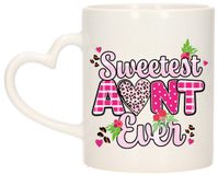 Bellatio Decorations Mok tante - hartjes oor - liefste tante ooit - 300 ml