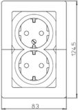 Kopp Paris Veiligheidsstopcontact, Dubbel, Zilver, 16A, 250V~